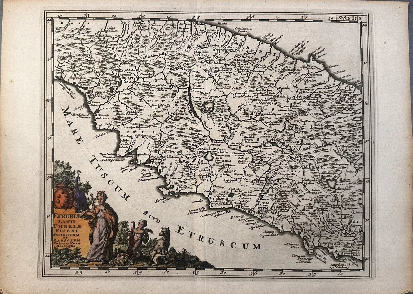 1697 Etruriae Latii Umbria Piceni Sabinorum… Original Map, Cartouche