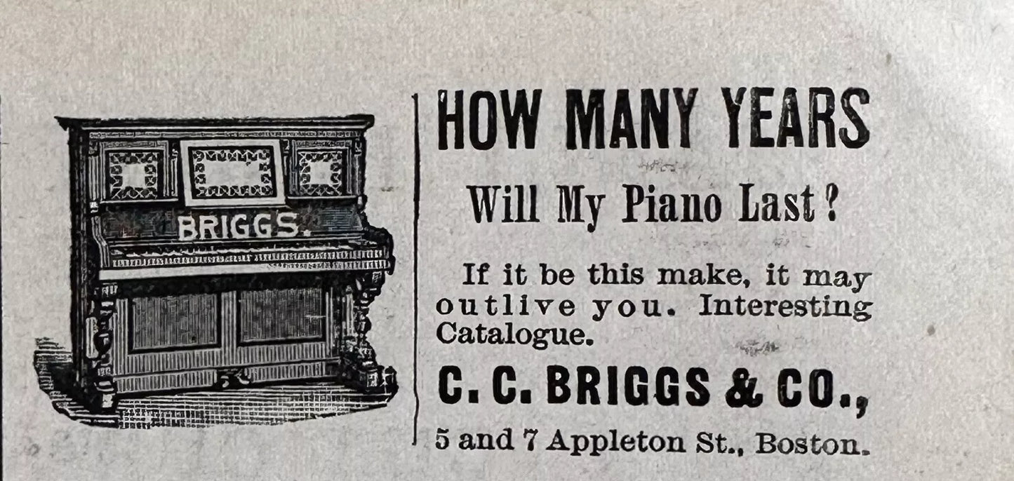 1896 Briggs Piano Antique Print Ad