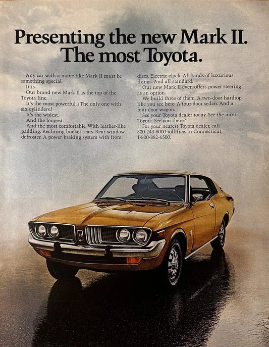 1972 Toyota Mark II Car Print Ad